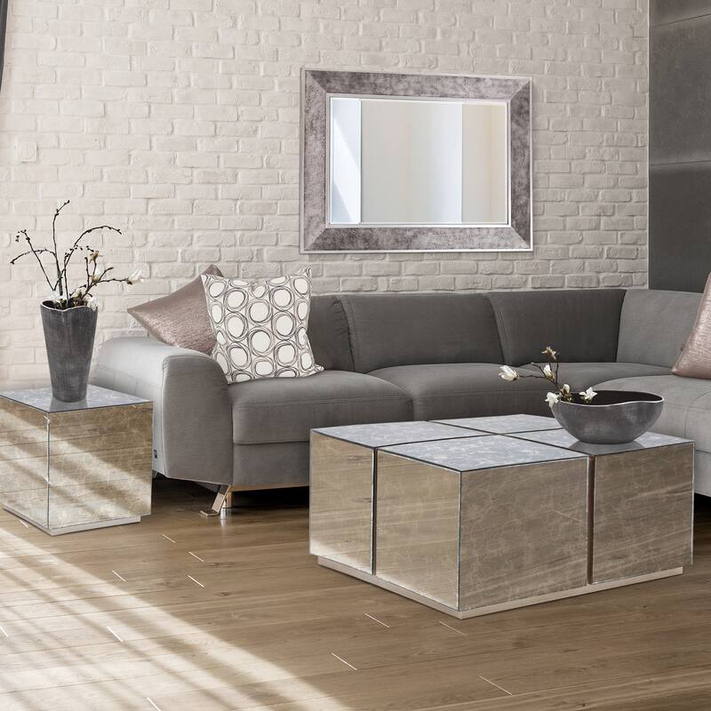 Allan Andrews Paxton Mirrored Side Table - 16 x 16 x 17