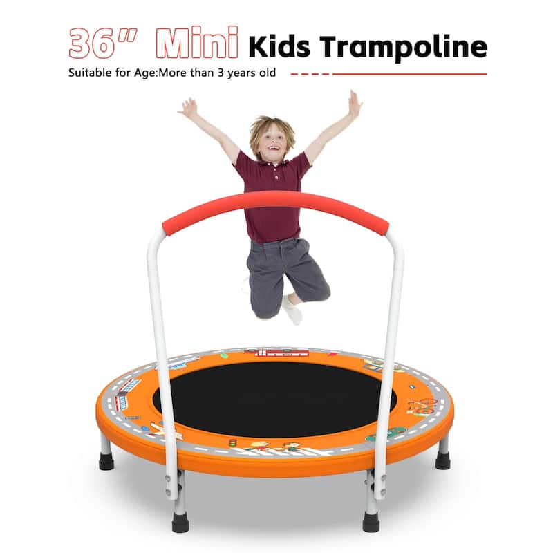 36 inch Mini Trampoline for Kids Ages 1-6 Indoor Outdoor Trampoline with Handle Fun for Kids