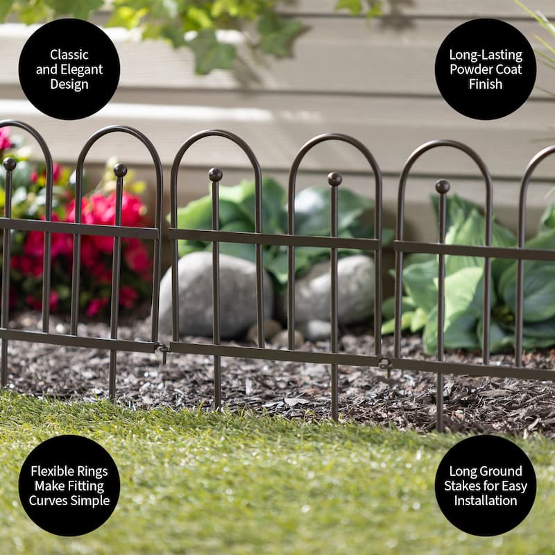 Iron Fence Wrought Iron Edging with Ground Stakes and Gunmetal Finish