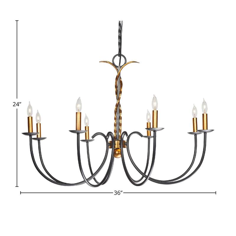 Naples 8-Light Chandelier, Antique Gold - Black
