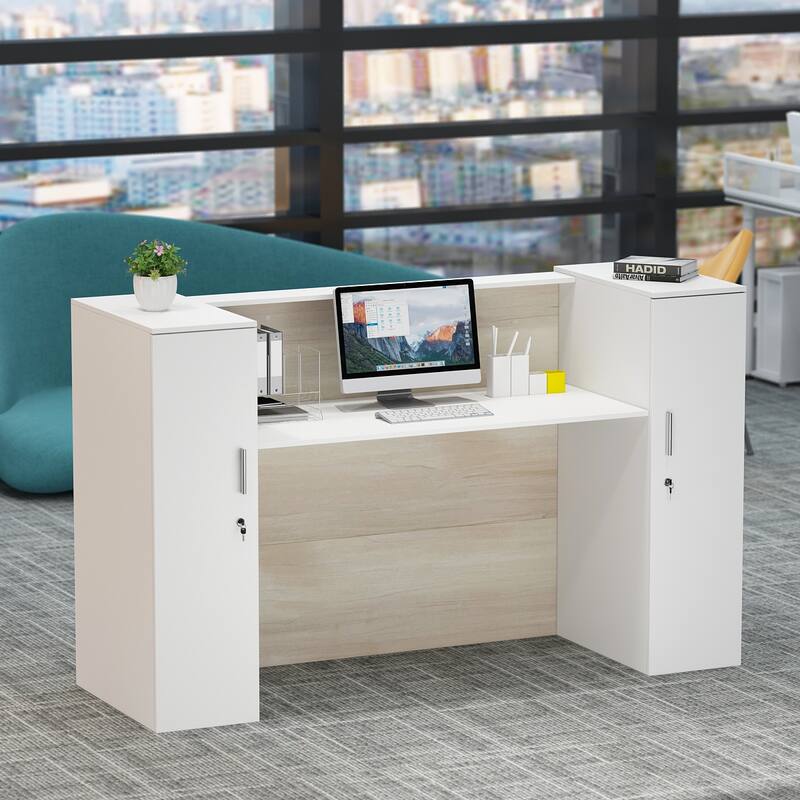 70.9"W Large Rectangular Reception Table Desk Working Desk Wirting