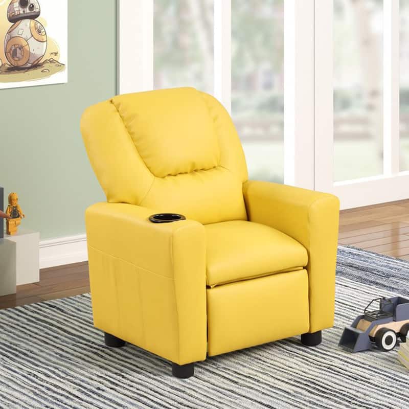 PU Leather Kids Recliner Chair with Cup Holder
