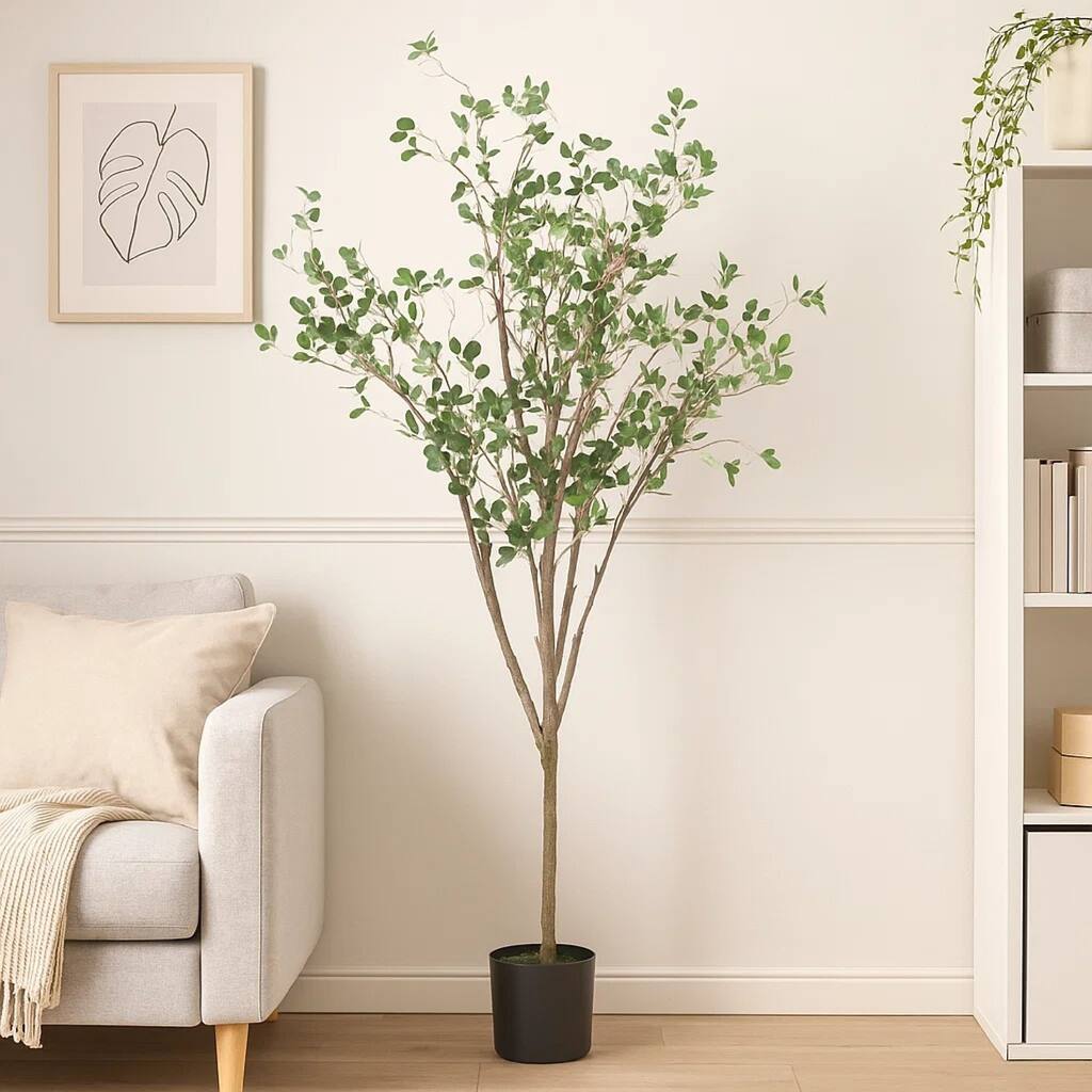 Deso Artificial Milan Leaf Bonsai, Rich Green Oval Leaves 59 Inch