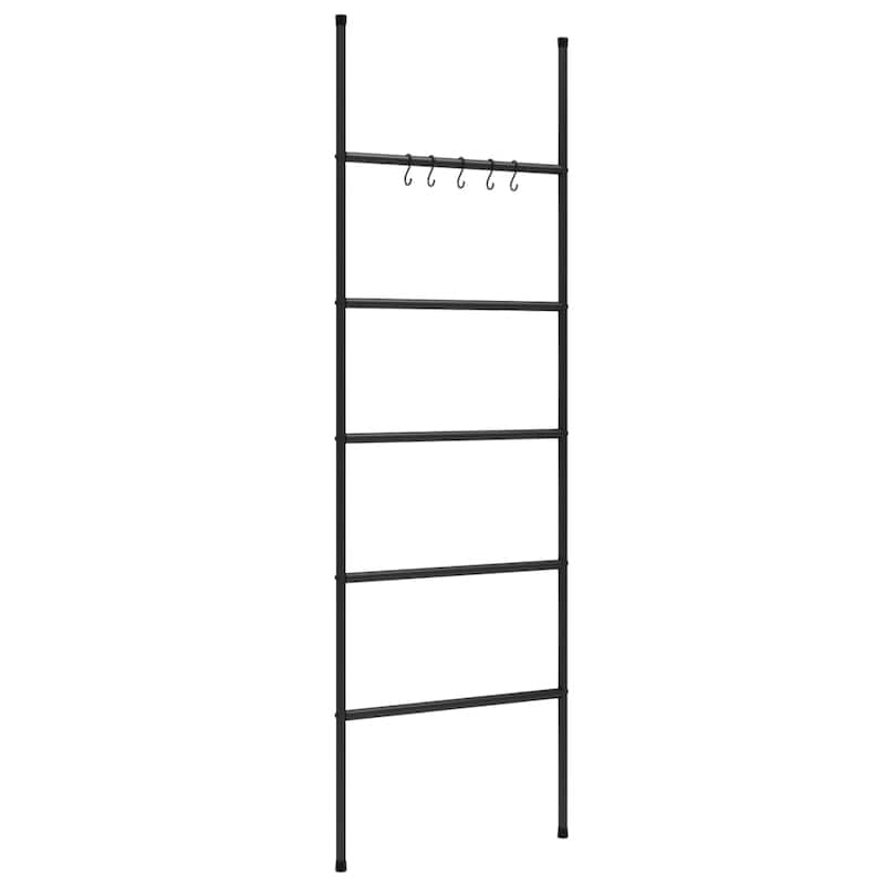 vidaXL Towel Rack Black Iron Hooks Towel Rack Rectangular Modern - 22.8 x 68.9