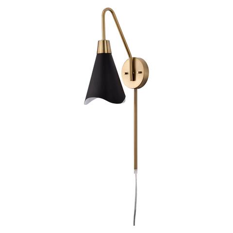 Tango 1 Light Wall Sconce Matte Black with Burnished Brass