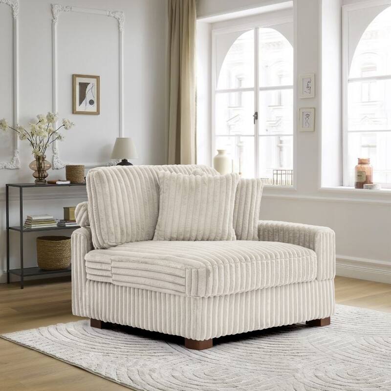 Plush Corduroy Chaise Armchair Modular Lounge Sectional Corner Sofa