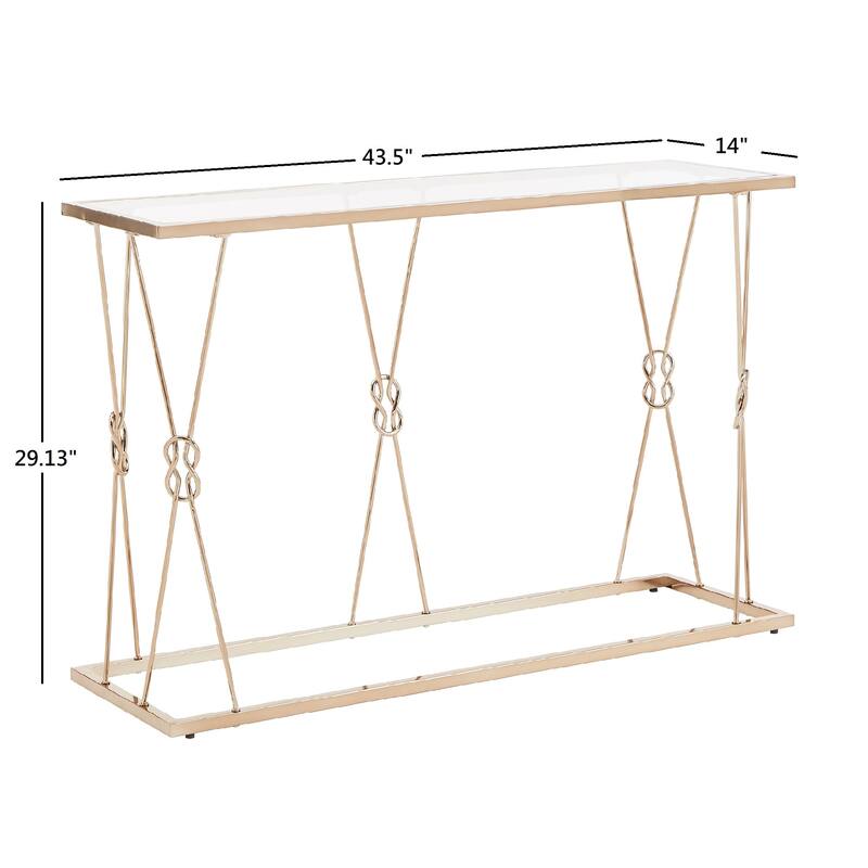 Sandiacre Champagne Gold Reef Knot Frame and Glass Sofa Table by iNSPIRE Q Bold