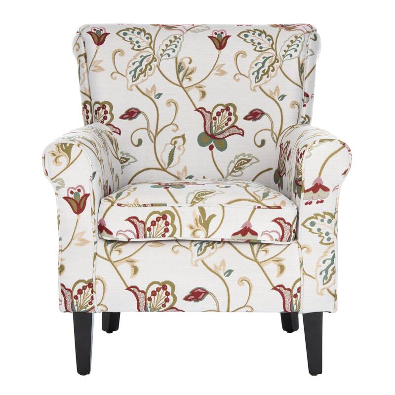 SAFAVIEH Gramercy Red/Ivory Floral Club Chair - 30" W x 33" D x 35" H