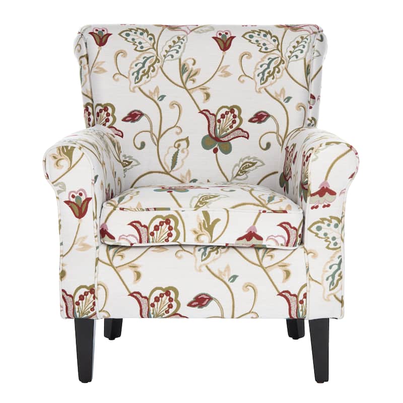 SAFAVIEH Shamika Red/Ivory Floral Club Chair - 30" W x 33" D x 35" H - Red/White