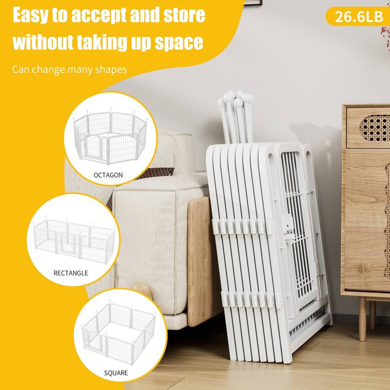 Dog Playpen 8 Panels 24" Height Heavy Duty Dog Fence Puppy Pen for Large Medium Small Dogs Foldable Pet Exercise Pen