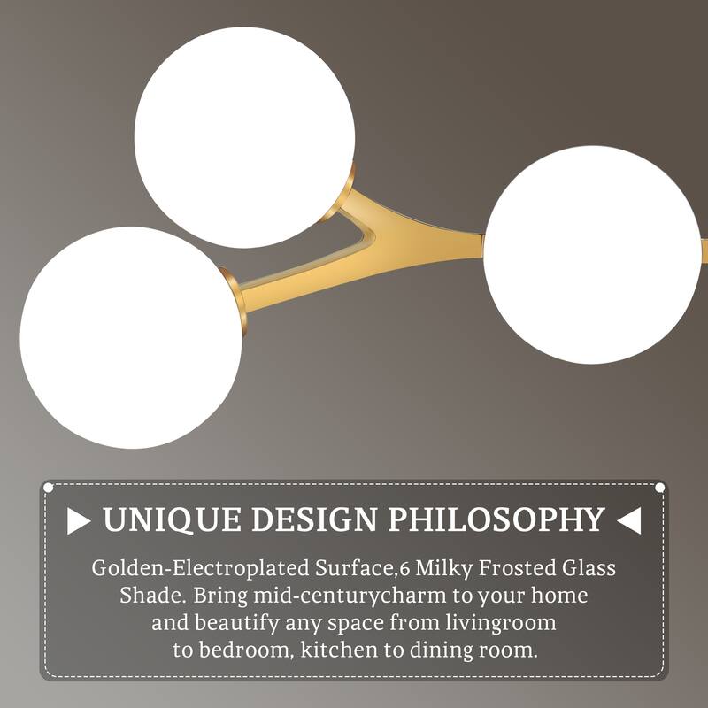 Dimmable Modern Chandelier for Dining Room with Frosted Glass Shade