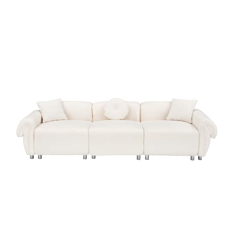 112" teddy velvet fabric, with 3 pillows for living room