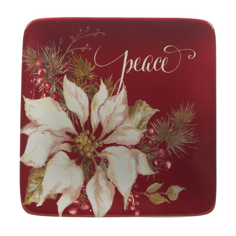 Certified International Winters Joy 6" Luncheon/Canape Plates, Set of 4 Assorted Designs - 6-inch