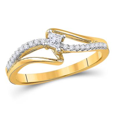 10k Yellow Gold Womens Round Diamond Solitaire Promise Ring (1/6 Cttw, G-H Color, I2-I3 Clarity)