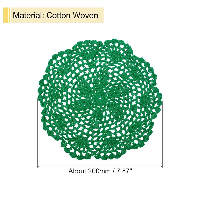 Crochet Doilies, 8 Inch - Handmade Crochet Cotton Coaster - Christmas Green - 4Pcs