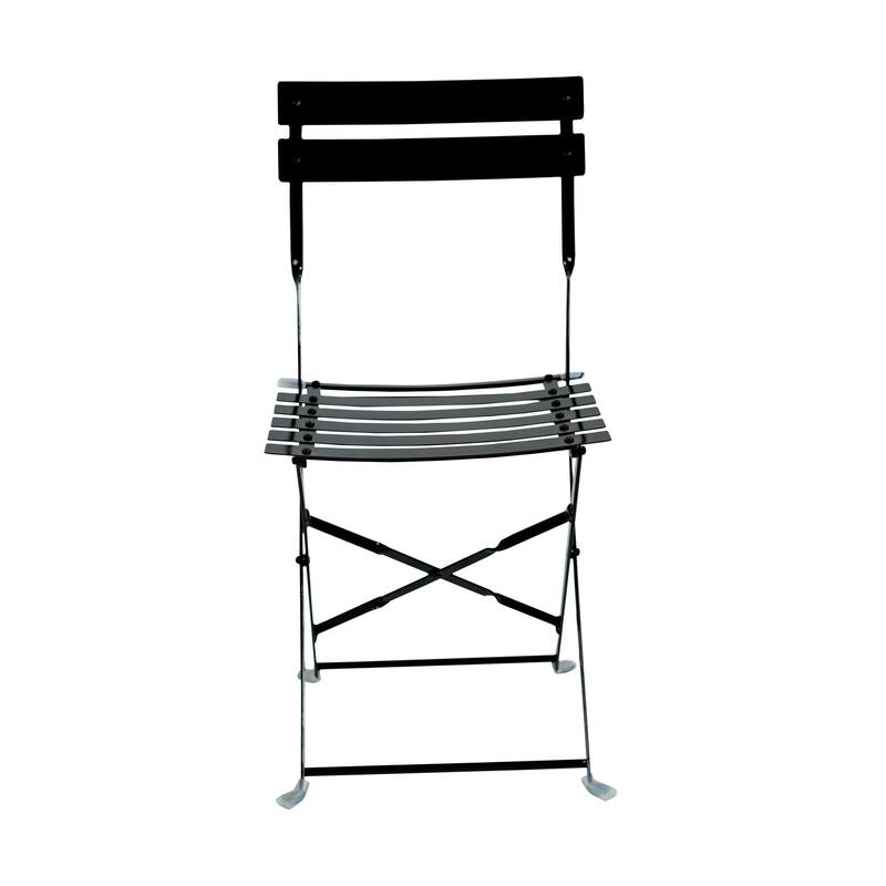 Set of Two Black Aluminum Outdoor Folding Dining Chairs