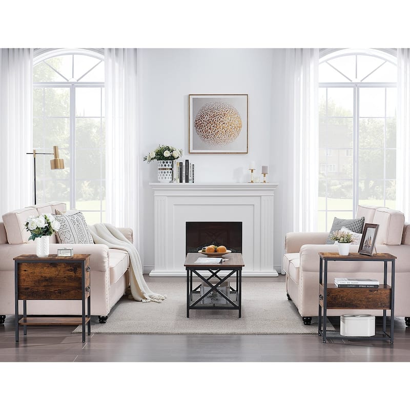 VECELO Modern Nightstands Set of 2, End Tables, Narrow Side Table with Drawers, Nightstand for Small Spaces