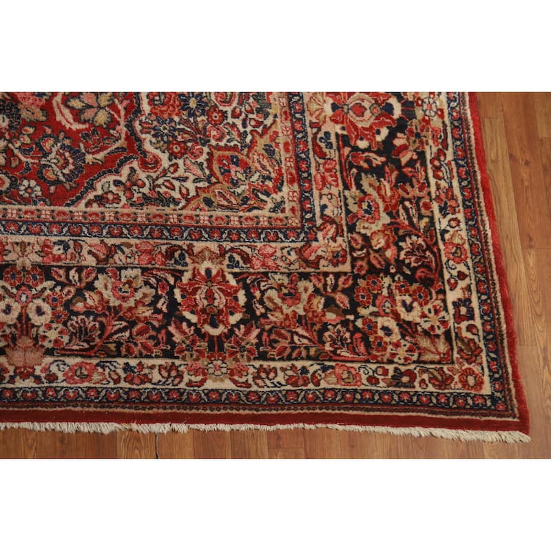 Hand Knotted Oriental 100% Wool Carpet Traditional Floral Red Mahal Area Rug - 14' 2'' X 10' 1''