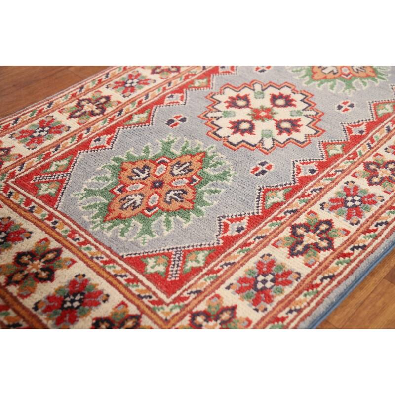 Geometric Kazak Accent Rug Handmade Traditional Wool Carpet - 2'0" x 3'0"