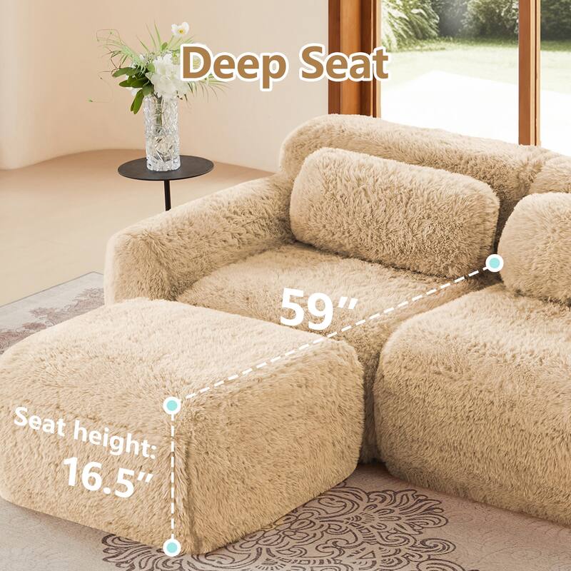 Anmytek Modular Sectional U-Shaped Sofa Deep Seat With Chaise Free Combination Vacuum Packed