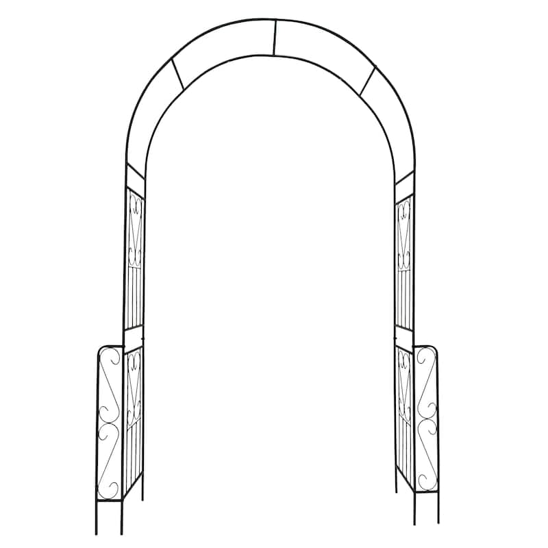 Metal Garden Arch W55'' x H94.5'' Garden Arbor Trellis Climbing Plants Support Rose Arch Outdoor Arch Black