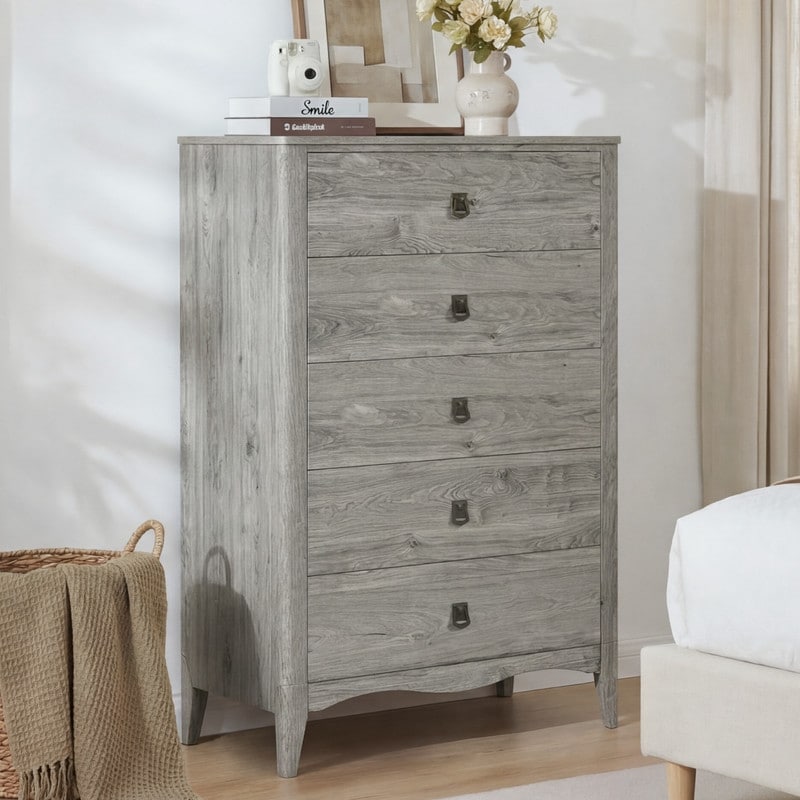 Spruce & Spring Farmhouse 5 Drawers Dresser Chests for Bedroom