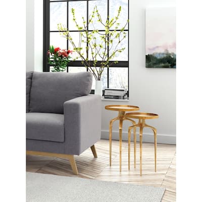 Ben Fox End Table White & Gold