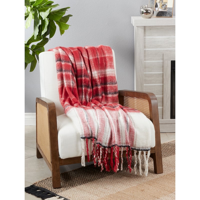 Throw Blanket With Plaid Design