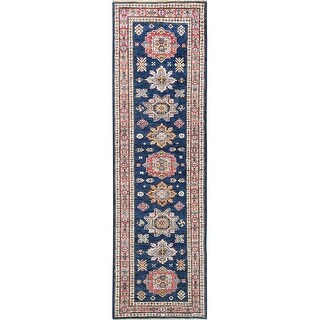 Shahbanu Rugs Prussian Blue Afghan Super Kazak Large Medallions Densely ...