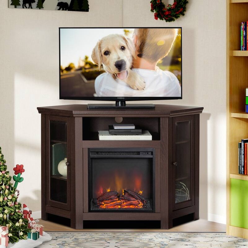 58-60" Fireplace TV Stand for 55-65" TVs w/ 18-23" Insert Farmhouse/Modern/Rustic Barn/Glass Doors Espresso/Grey/Brown/White Oak