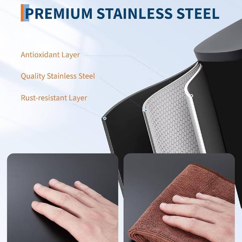 13 Gallon/ 50 Liter Slim Stainless Steel Garbage Bin, Trash Can for Kitchen Bathroom