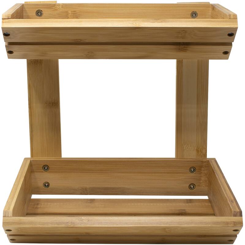 Bamboo Fruit Vegetable Basket Kitchen Counter Stand 2-Tier Storage