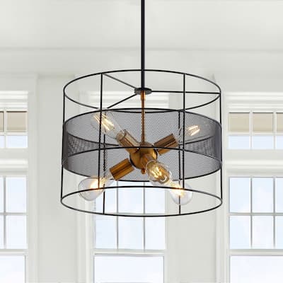 6-Lights Circle Drum Shape Pendant Lighting - 17.7"D×4.7"W×49.2"H(Adjustable)
