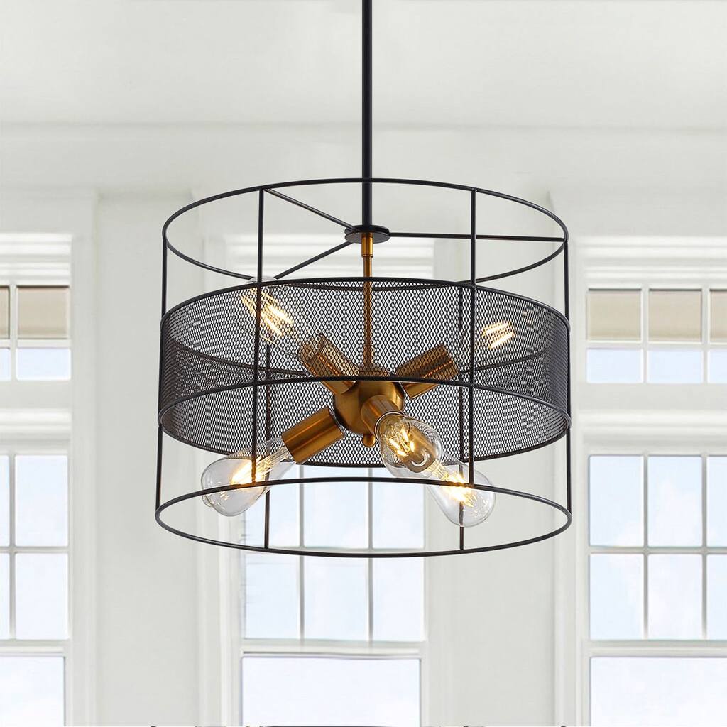 6-Lights Circle Drum Shape Pendant Lighting - 17.7"D×4.7"W×49.2"H(Adjustable)