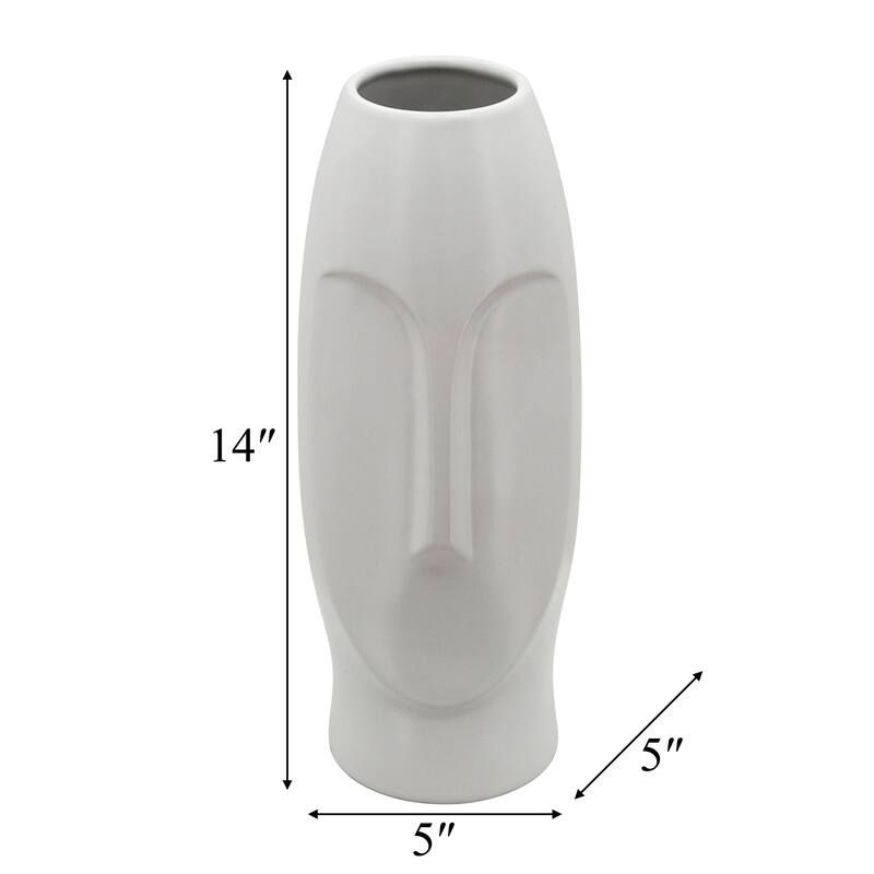 Sagebrook Home Neutral Modern Ceramic Face Vase