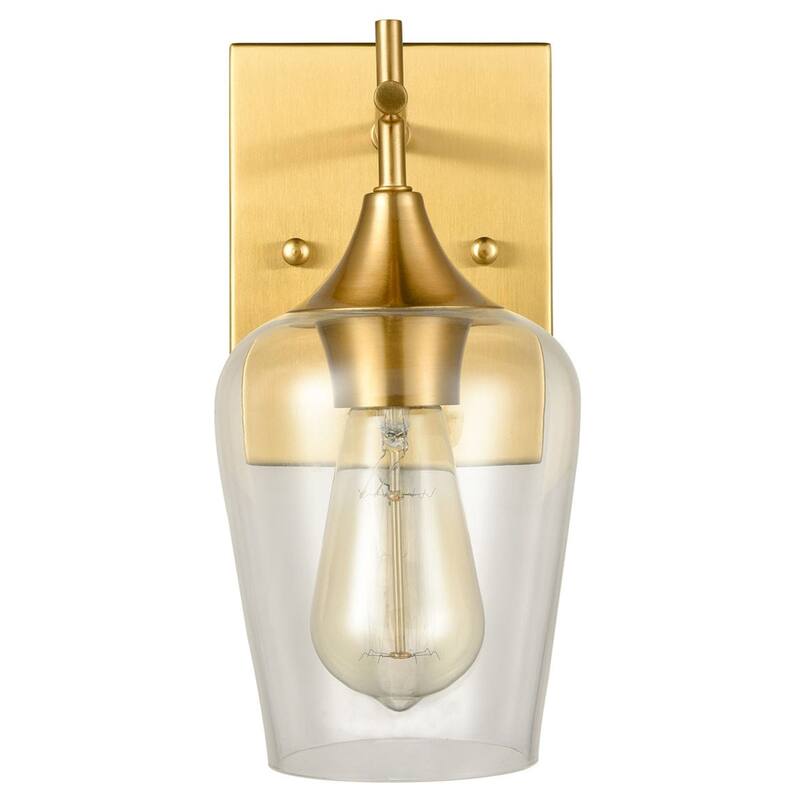 Angers Modern Simplicity 1-Light Clear Glass Wall Sconce Industrial Bathroom Vanity Lighting