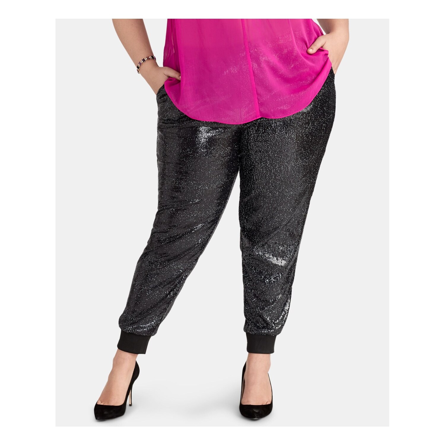 black sequin plus size pants