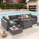 preview thumbnail 41 of 44, Outdoor 8 Pieces Sectional Wicker Sofa Set with Fire Pit DeepGrey