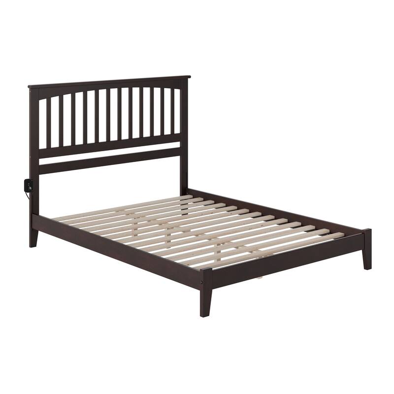 Low Profile Bed with Bookcase & Drawers - Espresso Wood Platform Bed Frame