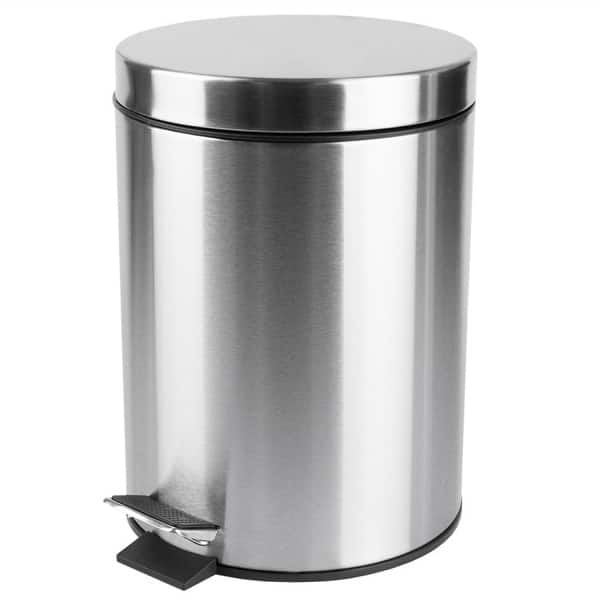 slide 2 of 5, Home Basics 5 Liter Stainless Steel Matte Waste Bin