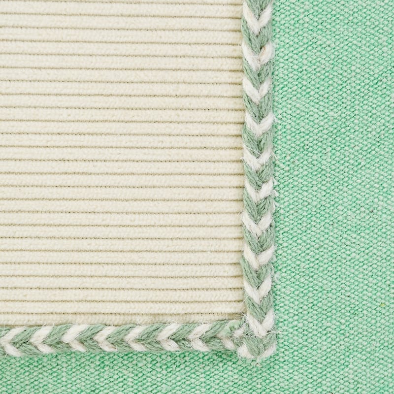 HomeRoots 20" X 20" Pastel Green And Cream 100% Cotton Zippered Pillow
