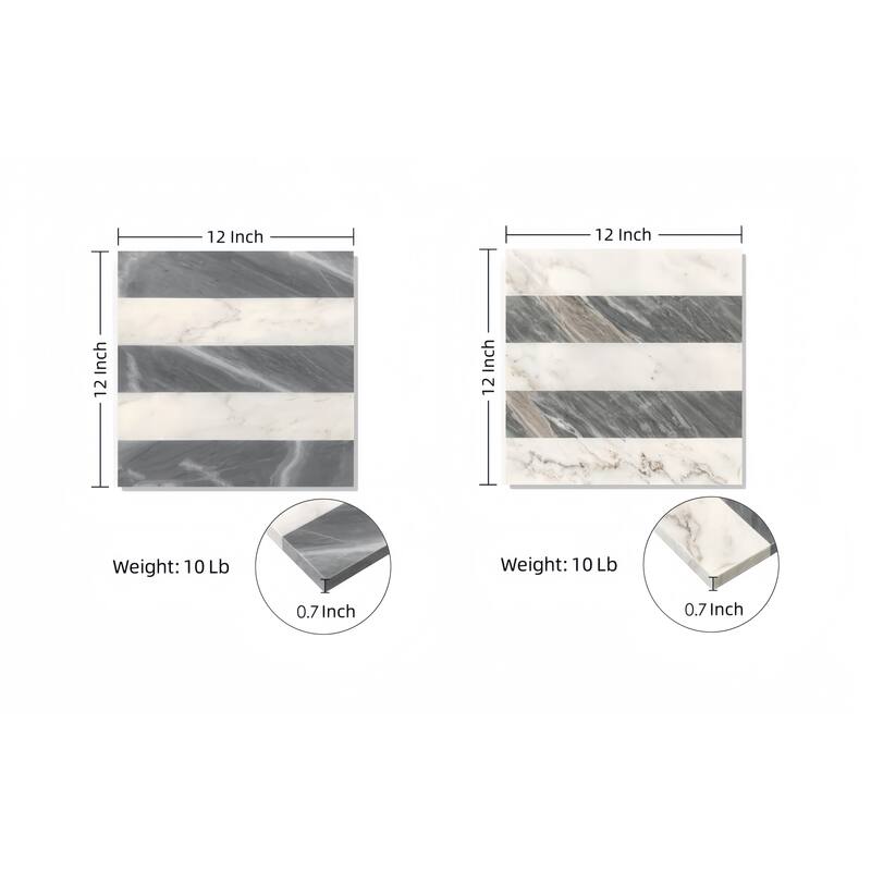12"×12" Waterjet Polished Natural Stone Marble Tiles for Floor and Wall, 1 Box Each Pattern 4 PCS