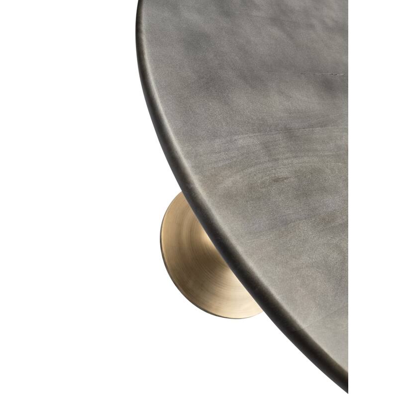 Tulip Base Round Dining Table - 36" - Fog Gray and Antique Gold