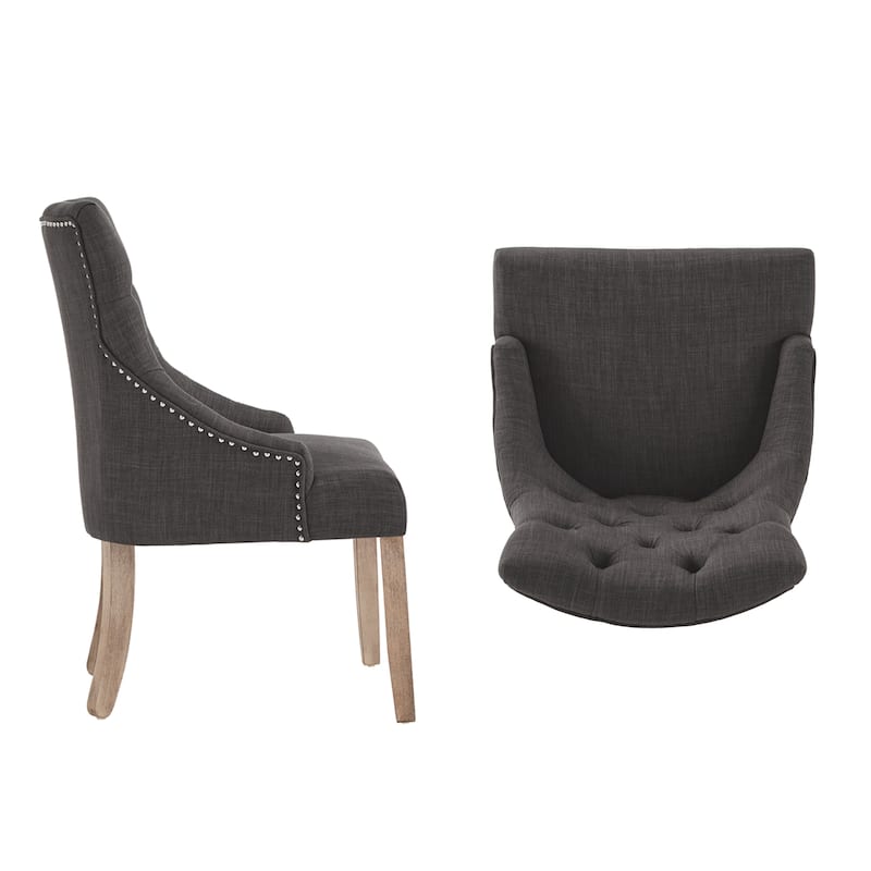 Plovdiv Linen Curved Back Tufted Dining Chairs (Set of 2)