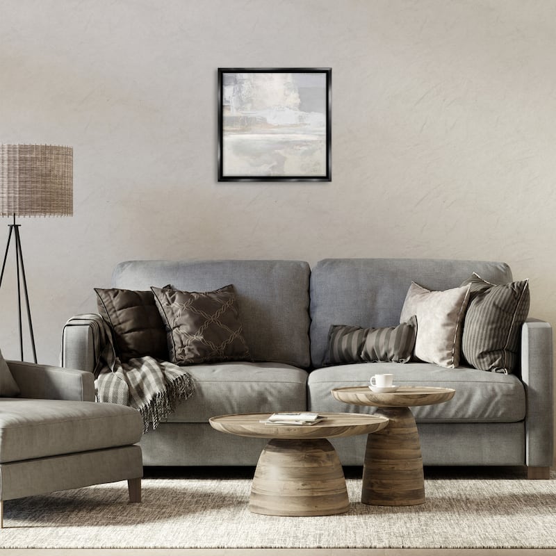 Stupell Serene Abstraction of Grey Framed Floater Canvas Wall Art Design By Rachel Springer