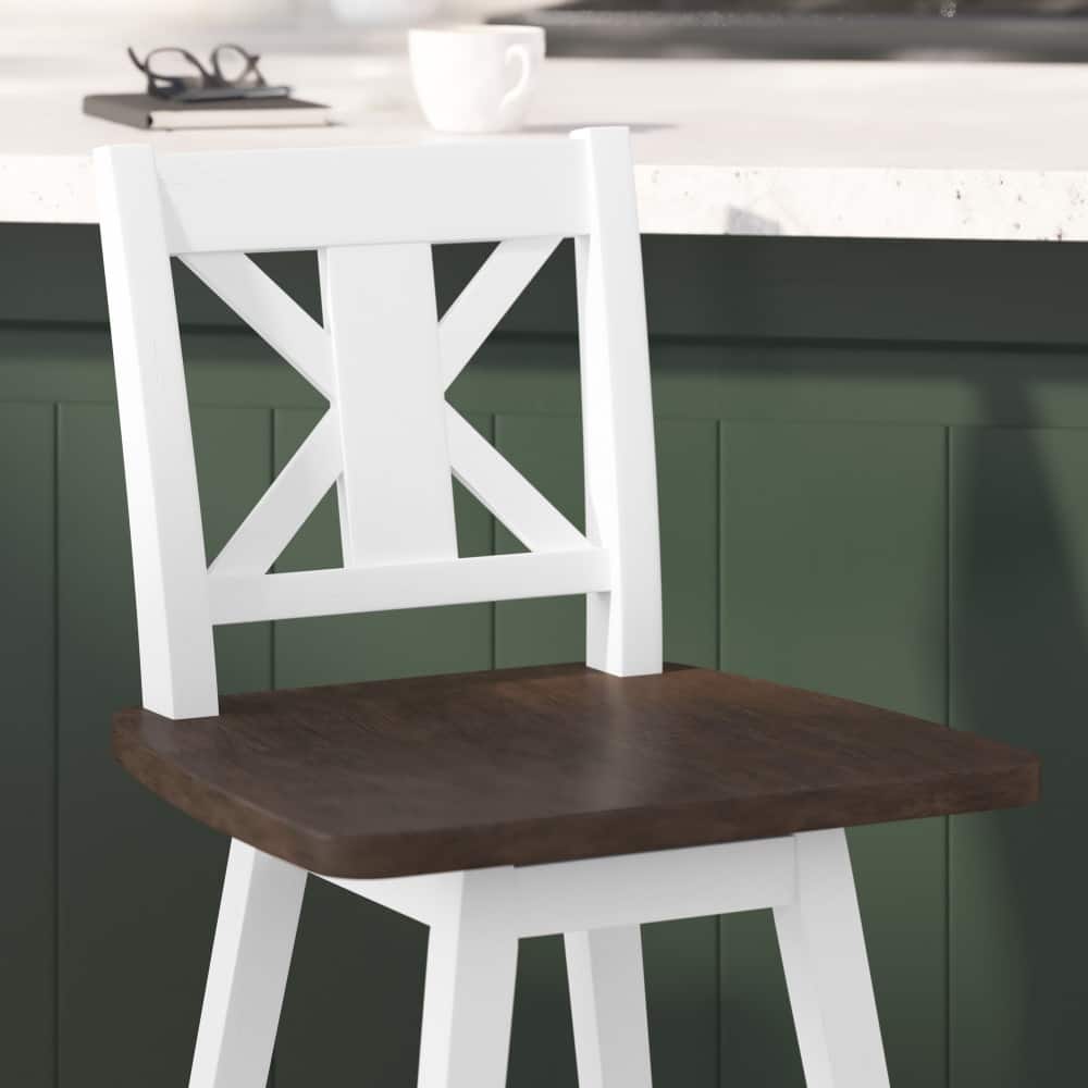 Modern Farmhouse Wooden Swivel Bar Stool