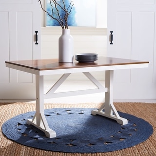 SAFAVIEH Akash White/Natural Rectangle Dining Table - 57