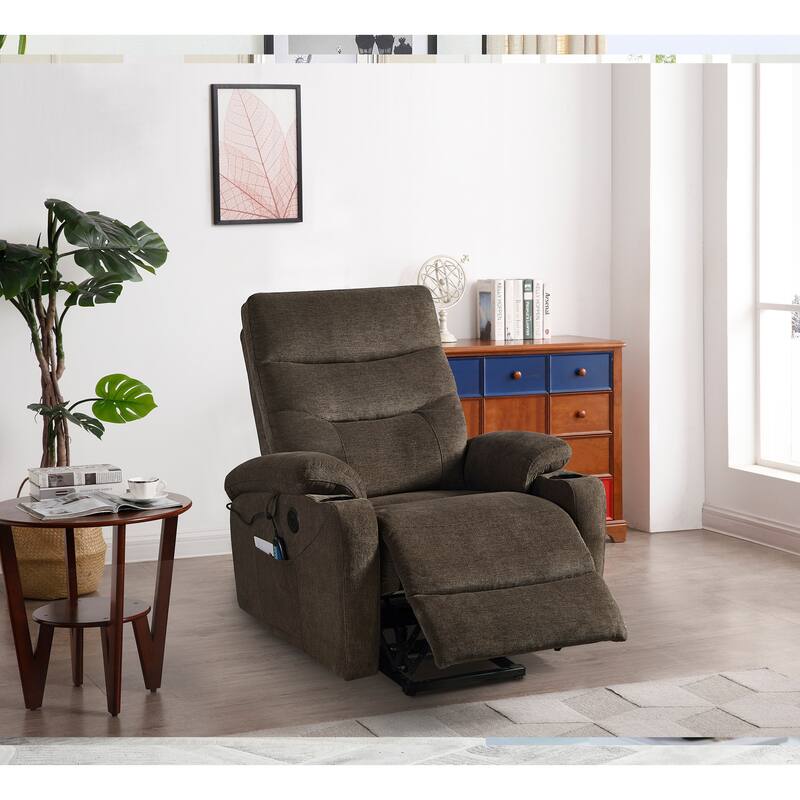 Liyasi Electric Power Lift Recliner Chair Sofa with Massage and Heat for Elderly, 3 Positions, 2 Side Pockets and Cup Holders, U - N/A