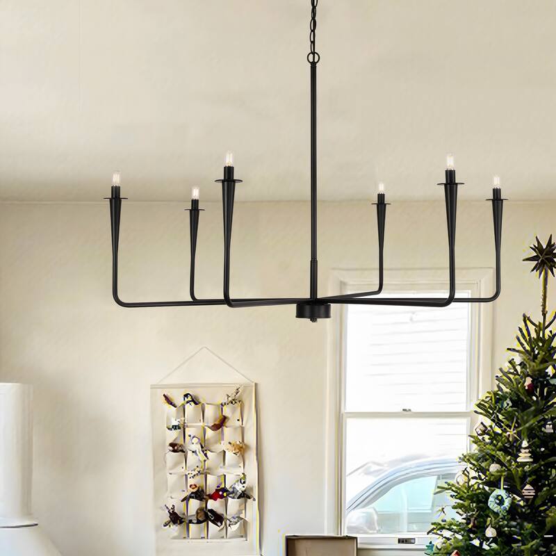 6-Light Modern French 43.5" Candle Iron Chandelier Pendant Lighting