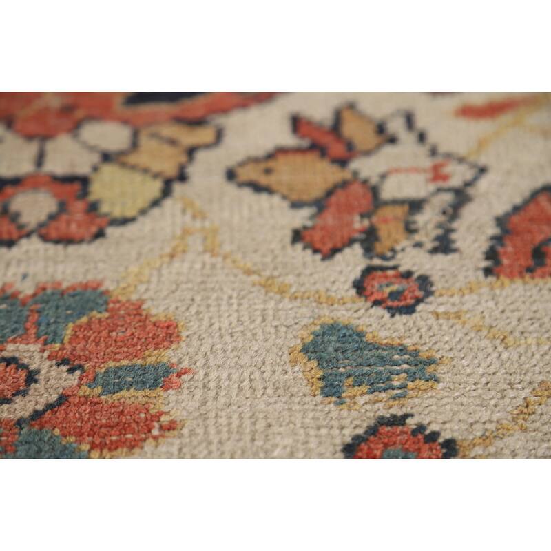 Hand Knotted Oriental 100% Wool Carpet Traditional Floral Beige & Ivories Sultanabad Area Rug - 11' 10'' X 8' 8''